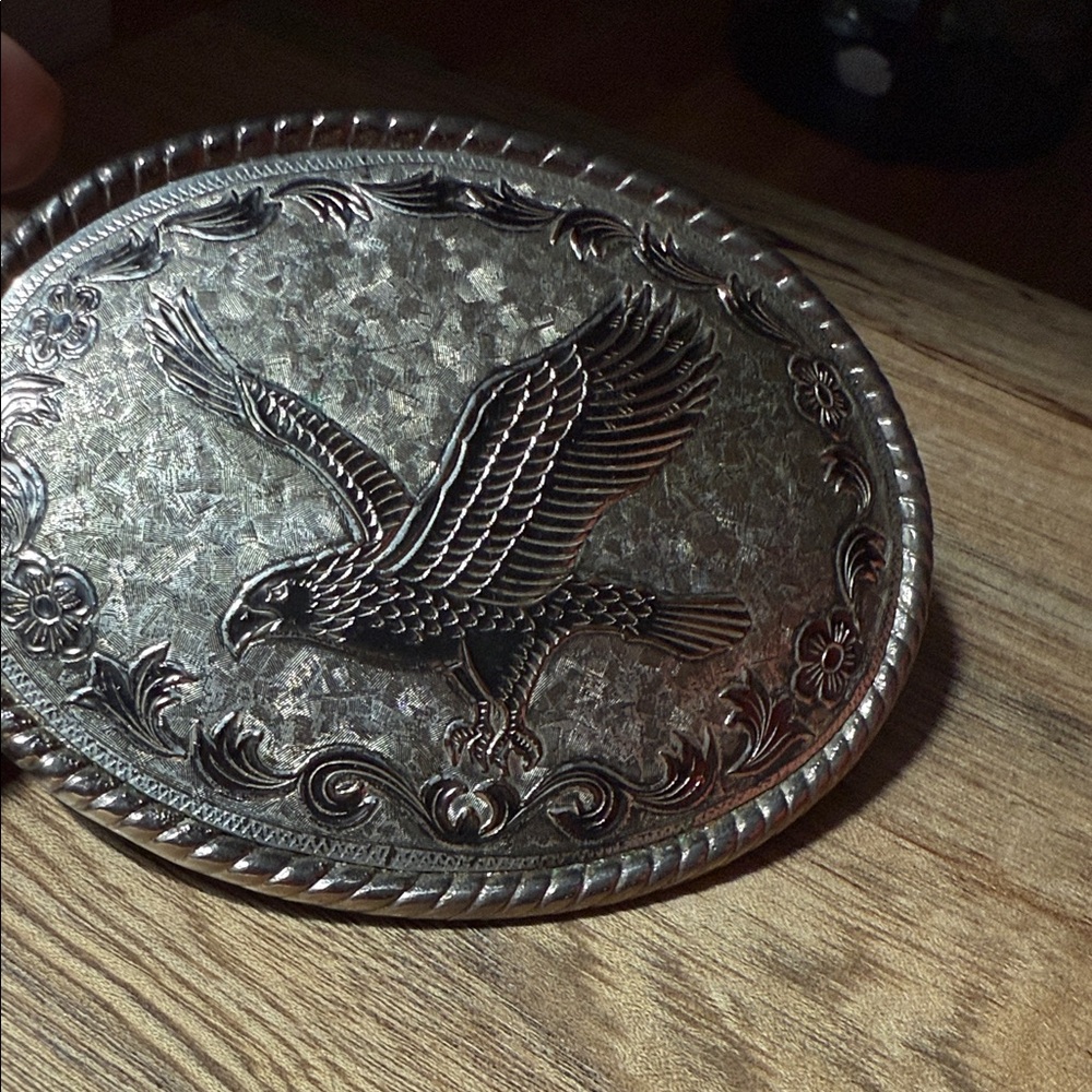 Rockmount Ranch Wear Silver Oval Belt Buckle With Eagle Design View 6